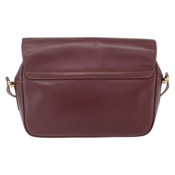 CARTIER Must Line Shoulder Bag Leather Bordeaux Gold Auth 151746 - 0