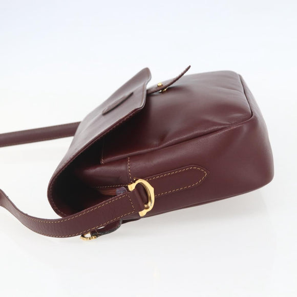 CARTIER Must Line Shoulder Bag Leather Bordeaux Gold Auth 151746