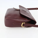CARTIER Must Line Shoulder Bag Leather Bordeaux Gold Auth 151746-4