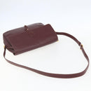CARTIER Must Line Shoulder Bag Leather Bordeaux Gold Auth 151746-7