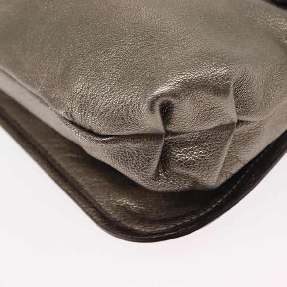 Salvatore Ferragamo Shoulder Bag Leather Silver Auth 151748