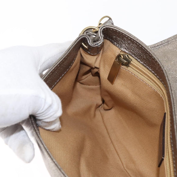 Salvatore Ferragamo Shoulder Bag Leather Silver Auth 151748