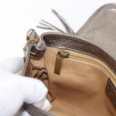 Salvatore Ferragamo Shoulder Bag Leather Silver Auth 151748-21