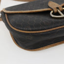 Christian Dior Honeycomb Canvas Shoulder Bag PVC Black Gold Auth 151749-11