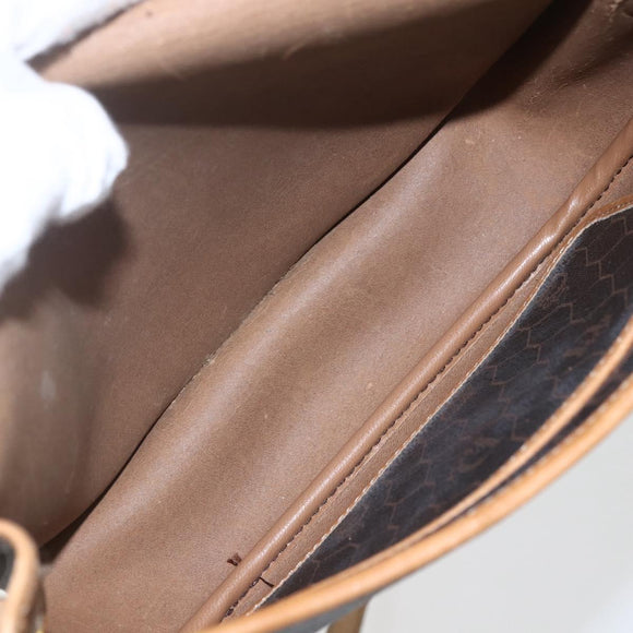 Christian Dior Honeycomb Canvas Shoulder Bag PVC Black Gold Auth 151749