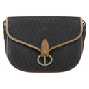 Christian Dior Honeycomb Canvas Shoulder Bag PVC Black Gold Auth 151749-2