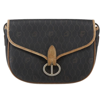 Christian Dior Honeycomb Canvas Shoulder Bag PVC Black Gold Auth 151749 - 0