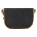 Christian Dior Honeycomb Canvas Shoulder Bag PVC Black Gold Auth 151749-3