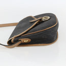 Christian Dior Honeycomb Canvas Shoulder Bag PVC Black Gold Auth 151749-4