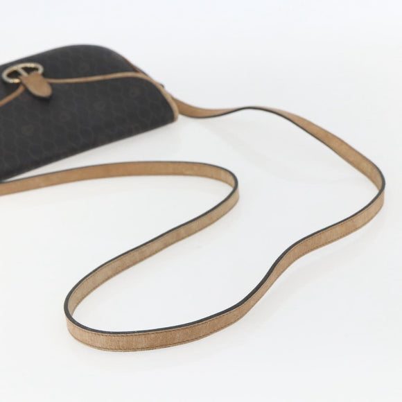 Christian Dior Honeycomb Canvas Shoulder Bag PVC Black Gold Auth 151749