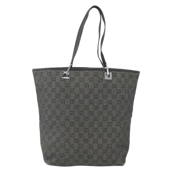 GUCCI GG Canvas Tote Bag Black Silver 31243 Auth 151751