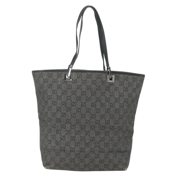 GUCCI GG Canvas Tote Bag Black Silver 31243 Auth 151751