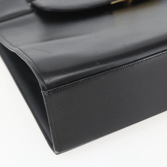 Christian Dior Hand Bag Leather Black Gold Auth 151752