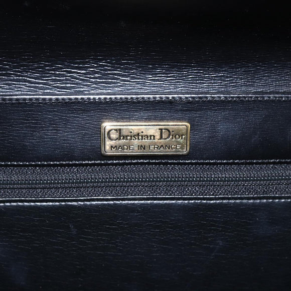 Christian Dior Hand Bag Leather Black Gold Auth 151752
