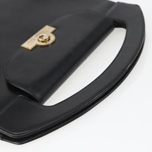 Christian Dior Hand Bag Leather Black Gold Auth 151752