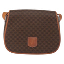 CELINE Macadam Canvas Shoulder Bag PVC Leather Brown Gold Auth 151753-13