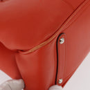 Salvatore Ferragamo Hand Bag Leather Orange Silver Auth 151757-10