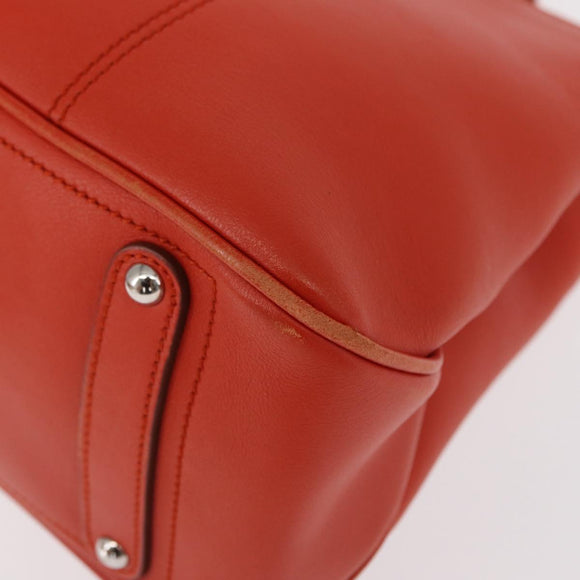 Salvatore Ferragamo Hand Bag Leather Orange Silver Auth 151757