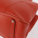 Salvatore Ferragamo Hand Bag Leather Orange Silver Auth 151757-13