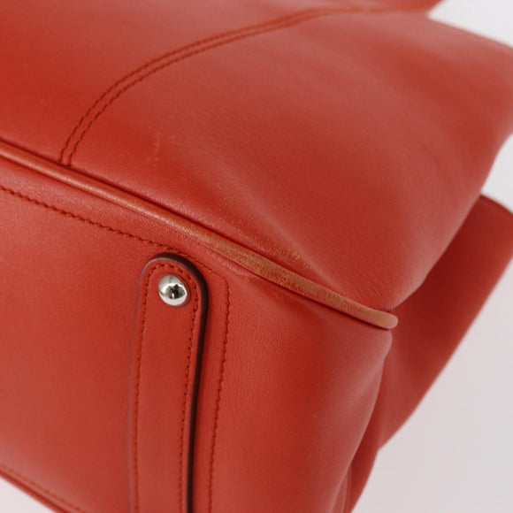 Salvatore Ferragamo Hand Bag Leather Orange Silver Auth 151757