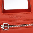 Salvatore Ferragamo Hand Bag Leather Orange Silver Auth 151757-14