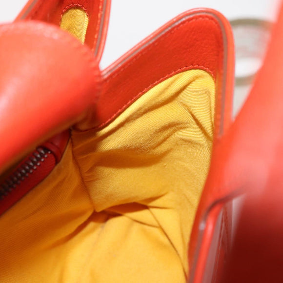 Salvatore Ferragamo Hand Bag Leather Orange Silver Auth 151757