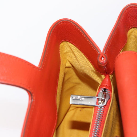 Salvatore Ferragamo Hand Bag Leather Orange Silver Auth 151757