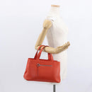 Salvatore Ferragamo Hand Bag Leather Orange Silver Auth 151757-26