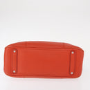 Salvatore Ferragamo Hand Bag Leather Orange Silver Auth 151757-9