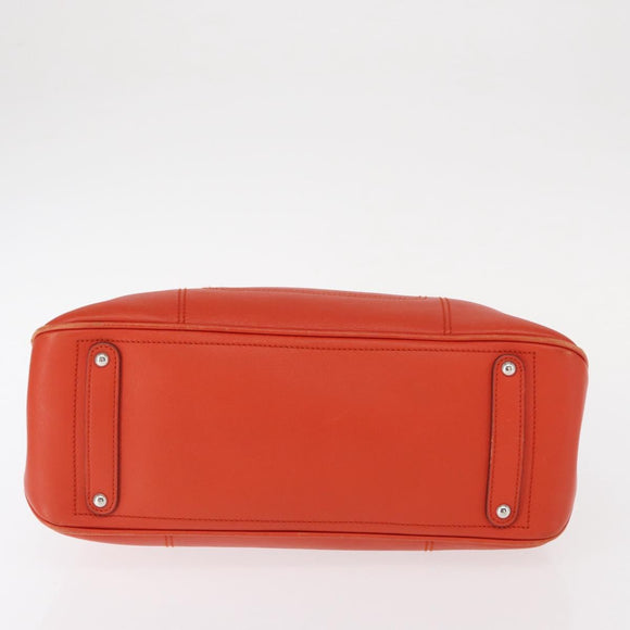 Salvatore Ferragamo Hand Bag Leather Orange Silver Auth 151757