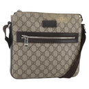 GUCCI GG Supreme Shoulder Bag PVC Leather Beige Silver 406410 Auth 151765-1