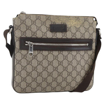GUCCI GG Supreme Shoulder Bag PVC Leather Beige Silver 406410 Auth 151765
