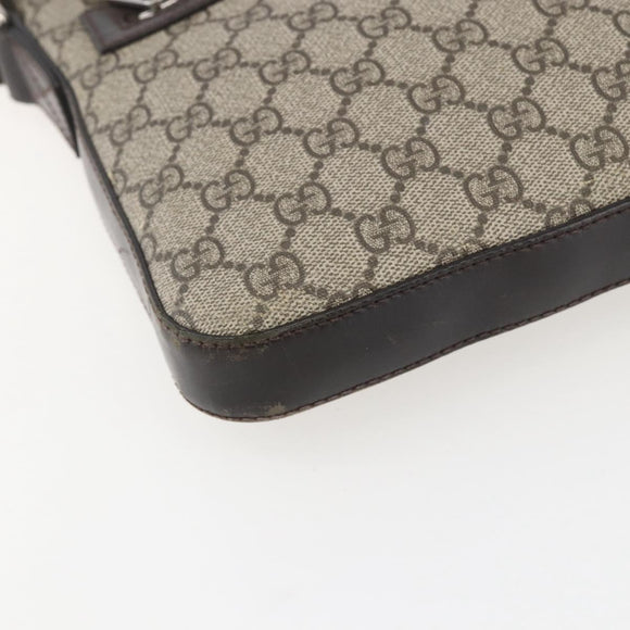 GUCCI GG Supreme Shoulder Bag PVC Leather Beige Silver 406410 Auth 151765