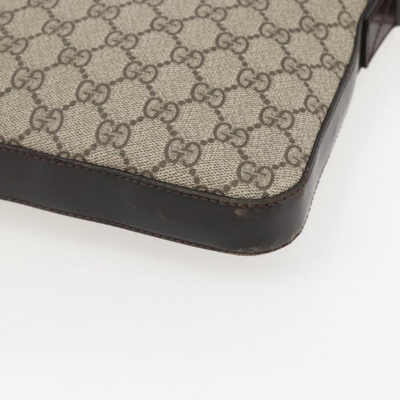 GUCCI GG Supreme Shoulder Bag PVC Leather Beige Silver 406410 Auth 151765