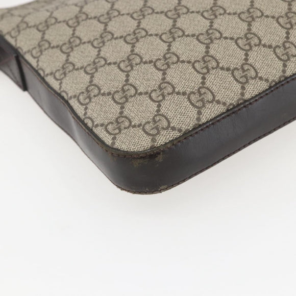 GUCCI GG Supreme Shoulder Bag PVC Leather Beige Silver 406410 Auth 151765