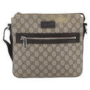 GUCCI GG Supreme Shoulder Bag PVC Leather Beige Silver 406410 Auth 151765-2