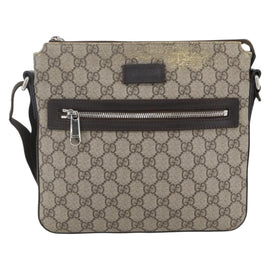 GUCCI GG Supreme Shoulder Bag PVC Leather Beige Silver 406410 Auth 151765 - 0