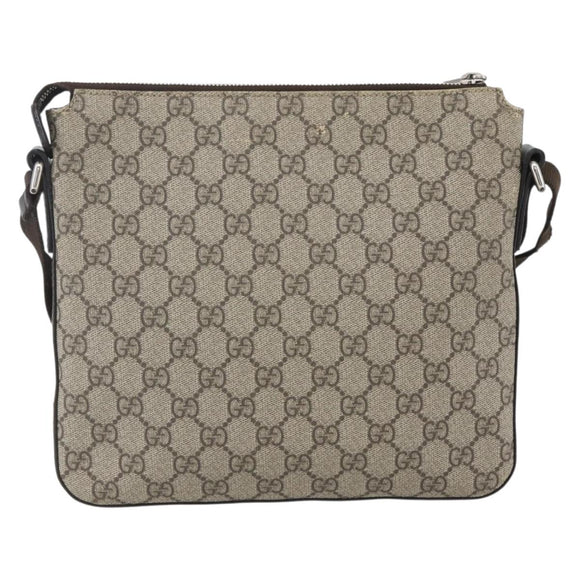 GUCCI GG Supreme Shoulder Bag PVC Leather Beige Silver 406410 Auth 151765