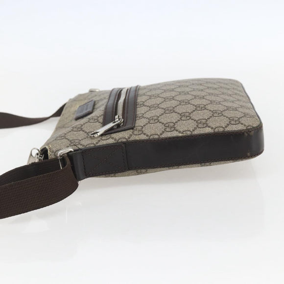 GUCCI GG Supreme Shoulder Bag PVC Leather Beige Silver 406410 Auth 151765