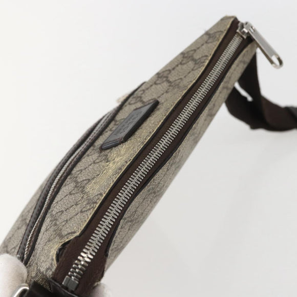 GUCCI GG Supreme Shoulder Bag PVC Leather Beige Silver 406410 Auth 151765