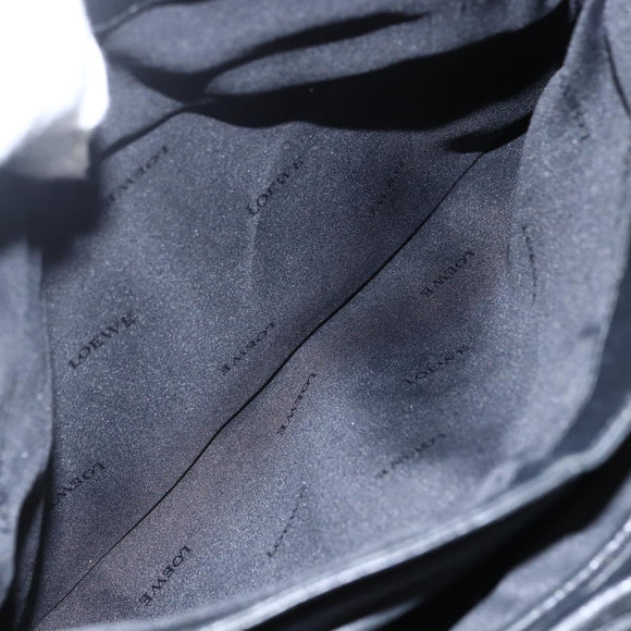 LOEWE Hand Bag Leather 2way Black Silver Auth 151766