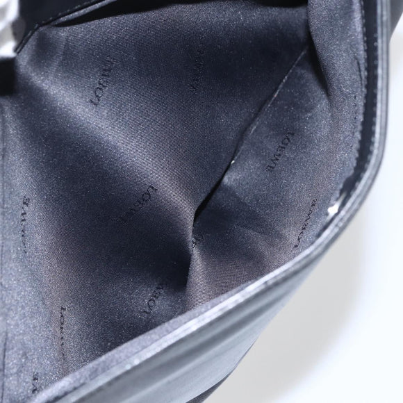 LOEWE Hand Bag Leather 2way Black Silver Auth 151766