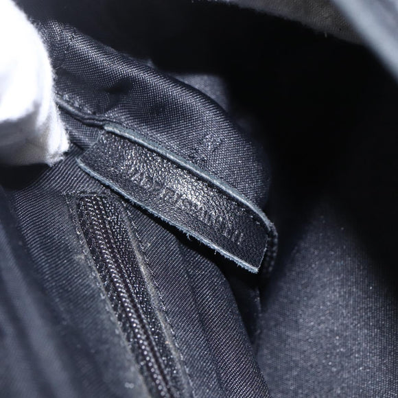 LOEWE Hand Bag Leather 2way Black Silver Auth 151766