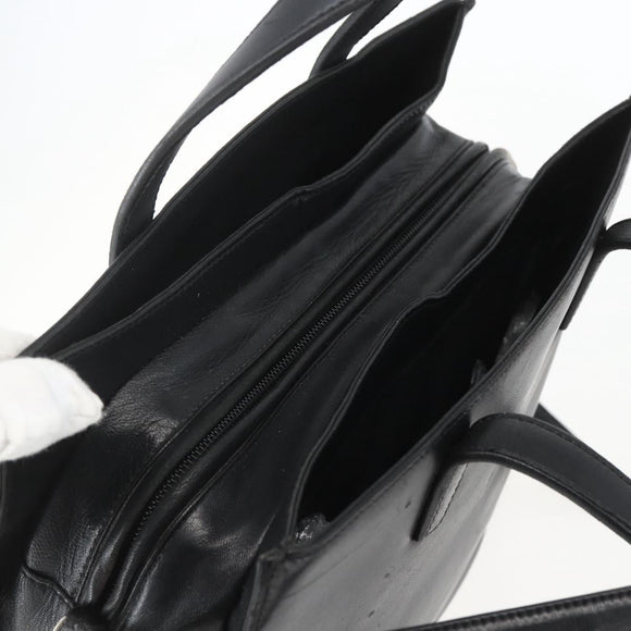 LOEWE Hand Bag Leather 2way Black Silver Auth 151766