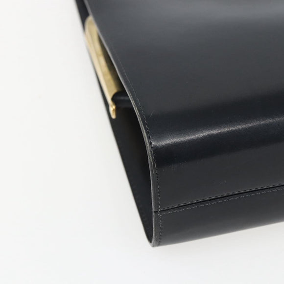 Christian Dior Hand Bag Leather 2way Black Gold Auth 151767V