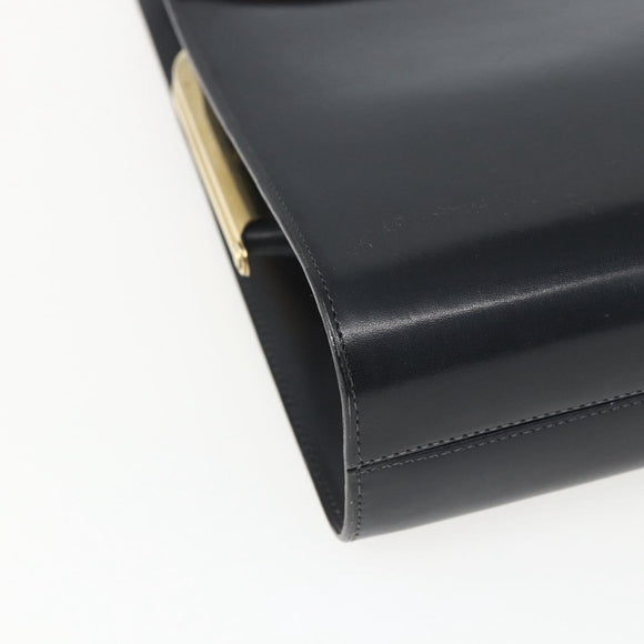 Christian Dior Hand Bag Leather 2way Black Gold Auth 151767V