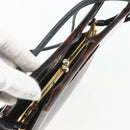 Christian Dior Hand Bag Leather 2way Black Gold Auth 151767V-10