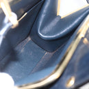 Christian Dior Hand Bag Leather 2way Black Gold Auth 151767V-19