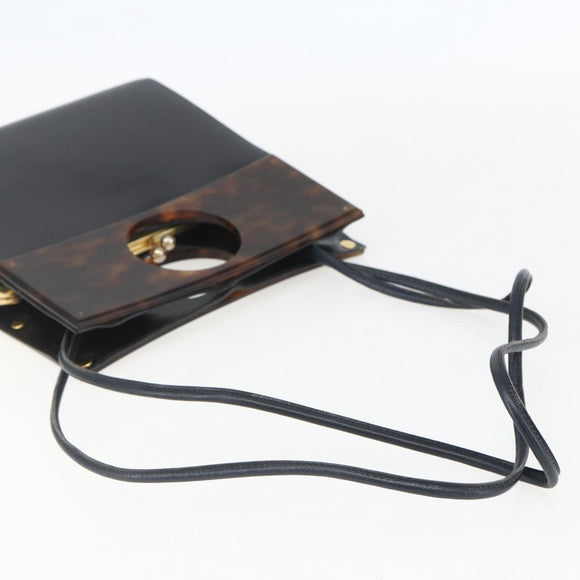 Christian Dior Hand Bag Leather 2way Black Gold Auth 151767V