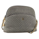 BALLY Shoulder Bag Leather Gray Gold Auth 151768-1